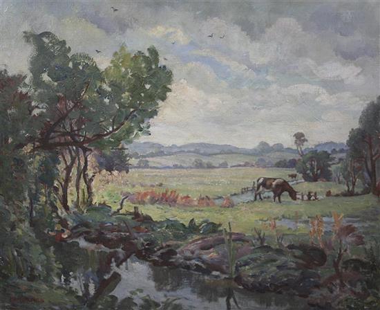 Ethelbert White (1891-1972) Cattle in a river landscape 24 x 29in., unframed
